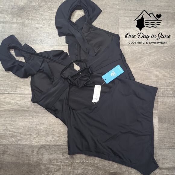 Cupshe Ruffle Shoulder Tie Back One Piece Swimsuit Size XL - Picture 7 of 7